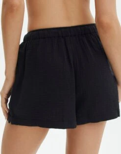 Muslin Cotton Shorts -Outlet Glassons Store co snoop tie waist muslin short black back sw125080mus