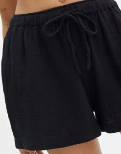 Muslin Cotton Shorts -Outlet Glassons Store co snoop tie waist muslin short black imageback sw125080mus