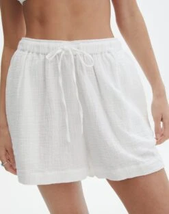 Muslin Cotton Shorts -Outlet Glassons Store co snoop tie waist muslin short white full sw125080mus