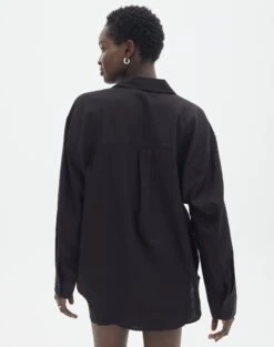 Long Sleeve Linen Blend Shirt 29 Long Sleeve Linen Blend Shirt -Outlet Glassons Store co t dallas linen shirt black back bl118882tlv