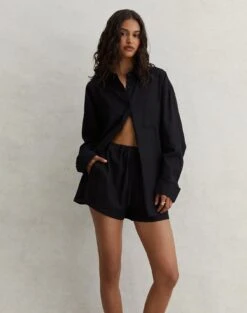 Faux Leather Tie Back Scarf Top -Outlet Glassons Store co t dallas linen shirt black front bl118882tlv 10