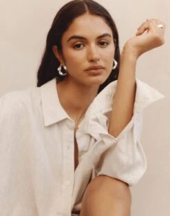 Short Sleeve Linen Blend Shirt -Outlet Glassons Store co t dallas linen shirt head in the sandmilk front bl118882tcd