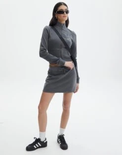 Zip Through Sweat Jumper -Outlet Glassons Store co zephy cotton mini skirt washed black front ss123055cot