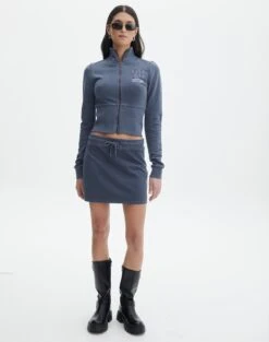 Double Button Knee Length Denim Skirt -Outlet Glassons Store co zephy cotton mini skirt washed navy front ss123055cot