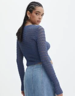 Crochet Knit Long Sleeve Top -Outlet Glassons Store cody crochet knit moby dick back kl110747vp