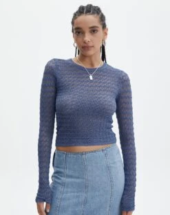 Crochet Knit Long Sleeve Top
