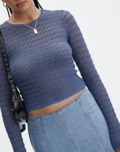 Crochet Knit Long Sleeve Top -Outlet Glassons Store cody crochet knit moby dick imageback kl110747vp