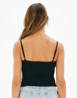 Ribbed Knit Tank -Outlet Glassons Store corinne knit top black back kv80565knt