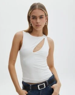 Supersoft Cut Out High Neck Crop Tank -Outlet Glassons Store costa cut out top milk front tv116914pch