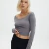 Off The Shoulder Crop Top -Outlet Glassons Store cynthie off shoulder top keep your coal front tl119533cot