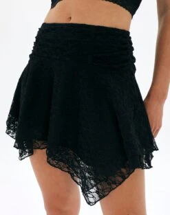 Asymmetric Lace Mini Skirt -Outlet Glassons Store daisy lace mini skirt black full ss89715lac