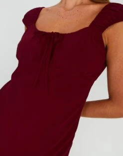 Tie Front Puff Sleeve Maxi Dress -Outlet Glassons Store denver drapey sleeved maxi red chocolate imageback dl96450peb