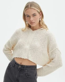 Long Sleeve Collared Knit 41 Long Sleeve Collared Knit -Outlet Glassons Store dionne cropped hoodie shell phone front kc125923cot