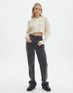 Zip Up Knit Cropped Hoodie -Outlet Glassons Store dionne cropped hoodie shell phone full kc125923cot