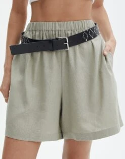 Statement Silver Buckle Belt -Outlet Glassons Store dixie diamond stud pu belt blacksilver front be135427pu 1