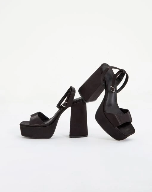 Satin Platform Heels -Outlet Glassons Store donatella heels black front sh55278sat