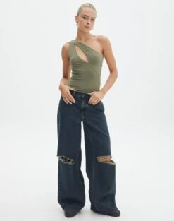 Supersoft One Shoulder Cut Out Bodysuit 35 Supersoft One Shoulder Cut Out Bodysuit -Outlet Glassons Store dua one shoulder cut out bodysuit lt khaki full tb88291pch