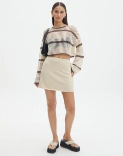 Sheer Ladder Knit Button Up Top -Outlet Glassons Store ella knit mini skirt head in the sand front ss120336knt 1