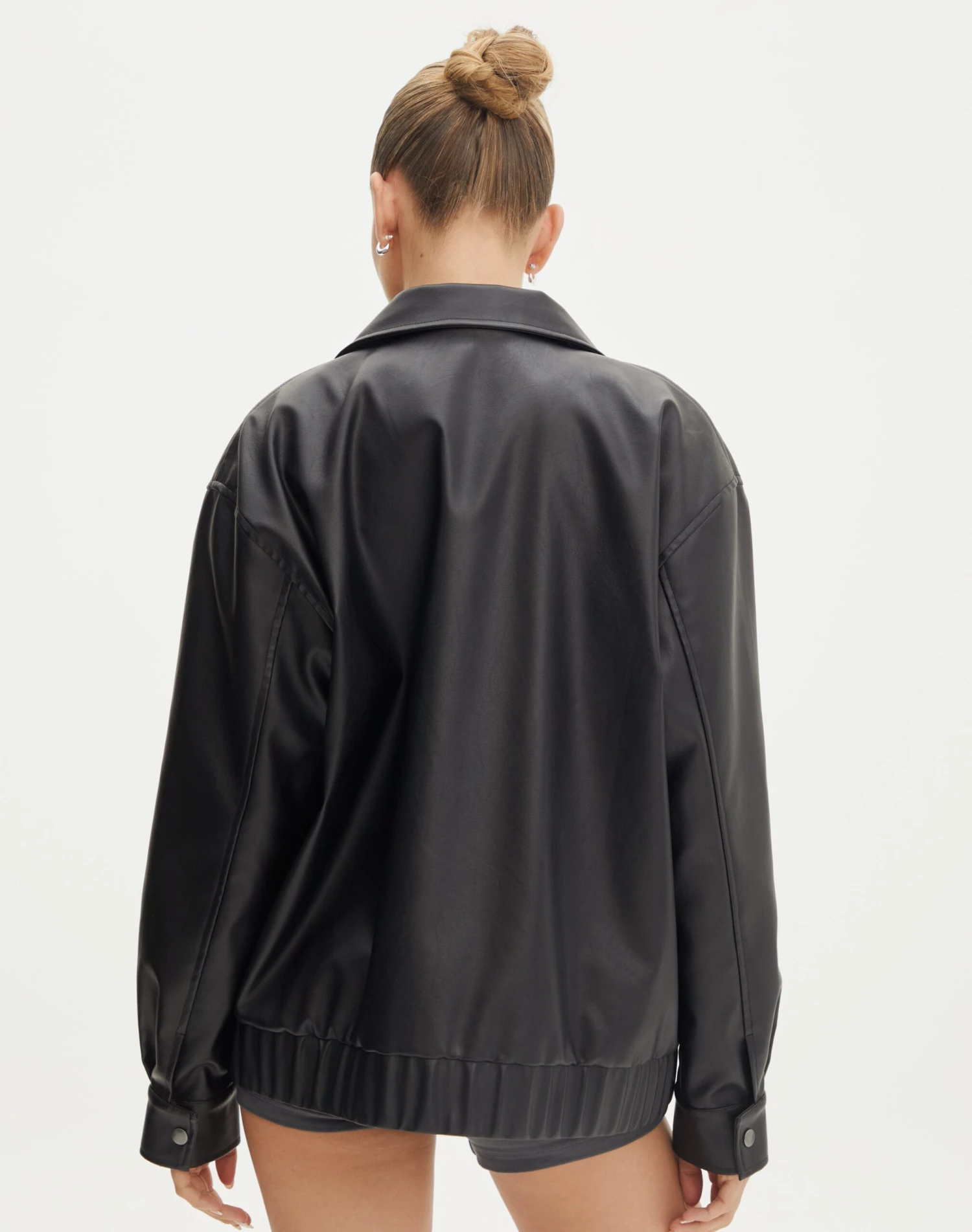 Faux Leather Drop Shoulder Oversized Jacket 5 Faux Leather Drop Shoulder Oversized Jacket - Image 3