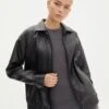 Faux Leather Drop Shoulder Oversized Jacket 1 Faux Leather Drop Shoulder Oversized Jacket -Outlet Glassons Store elroy 80s pu jacket black front jw52713pu 8