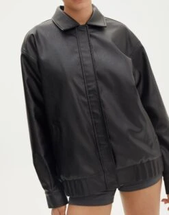 Faux Leather Drop Shoulder Oversized Jacket 25 Faux Leather Drop Shoulder Oversized Jacket -Outlet Glassons Store elroy 80s pu jacket black imageback jw52713pu