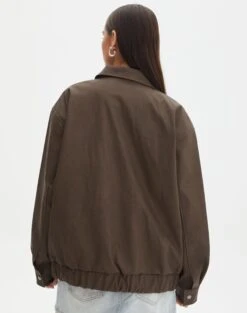 Faux Leather Drop Shoulder Oversized Jacket 29 Faux Leather Drop Shoulder Oversized Jacket -Outlet Glassons Store elroy 80s pu jacket brown back jw52713pu