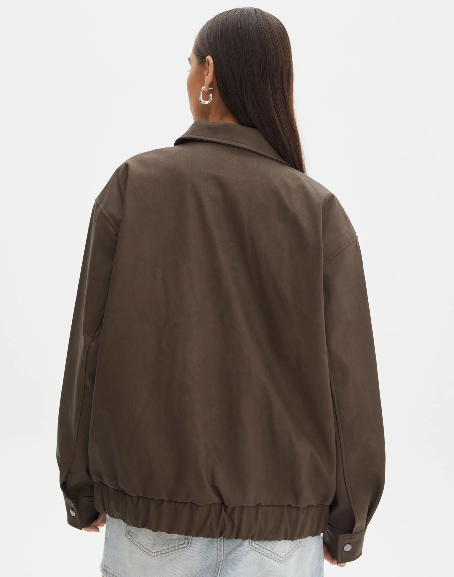 Faux Leather Drop Shoulder Oversized Jacket 10 Faux Leather Drop Shoulder Oversized Jacket - Image 8