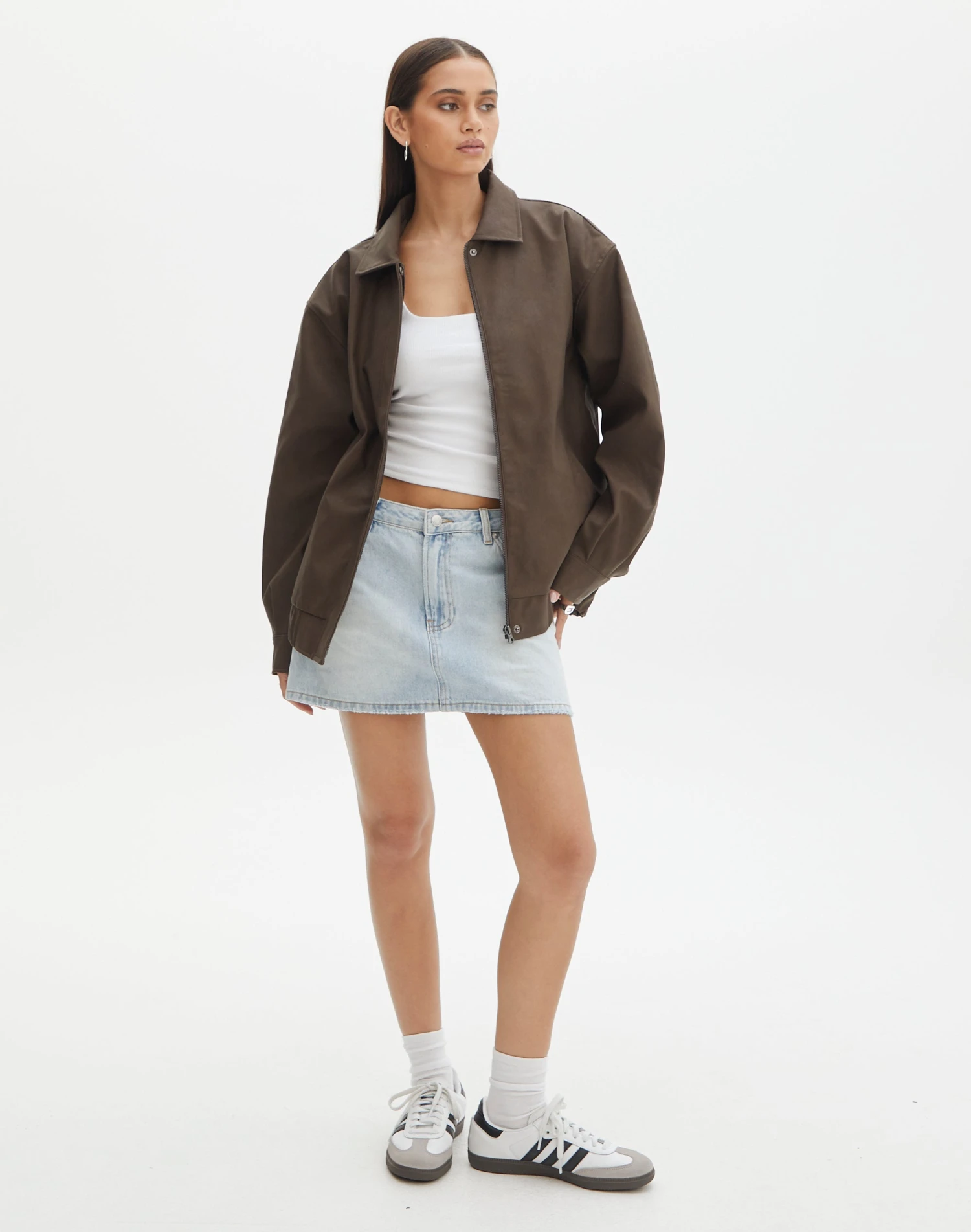 Faux Leather Drop Shoulder Oversized Jacket 9 Faux Leather Drop Shoulder Oversized Jacket - Image 7
