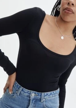 Luxe Lounge Modal Long Sleeve Low Back Bodysuit 26 Luxe Lounge Modal Long Sleeve Low Back Bodysuit -Outlet Glassons Store fabian longsleeve modal bodysuit black imageback tb122502mod