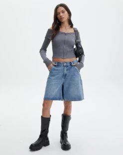 Zip Front Long Sleeve Fold Down Knit Top 28 Zip Front Long Sleeve Fold Down Knit Top -Outlet Glassons Store franka fold down knit top keep your coal full kc113184vn