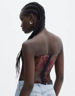 Strapless Fishnet Corset Top -Outlet Glassons Store freya fishnet corset fuschia clash back tv104708fcc