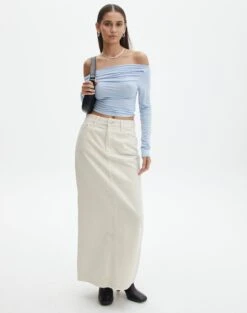 Ruched Off The Shoulder Top -Outlet Glassons Store genie ruche off the shoulder top icecap full tl124186vis