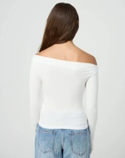 Ruched Off The Shoulder Top -Outlet Glassons Store genie ruched off the shoulder top milk back tl124186vis