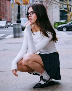 Ruched Off The Shoulder Top -Outlet Glassons Store genie ruched off the shoulder top milk front tl124186vis