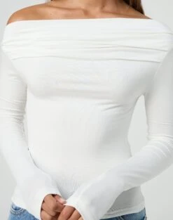 Ruched Off The Shoulder Top -Outlet Glassons Store genie ruched off the shoulder top milk imageback tl124186vis