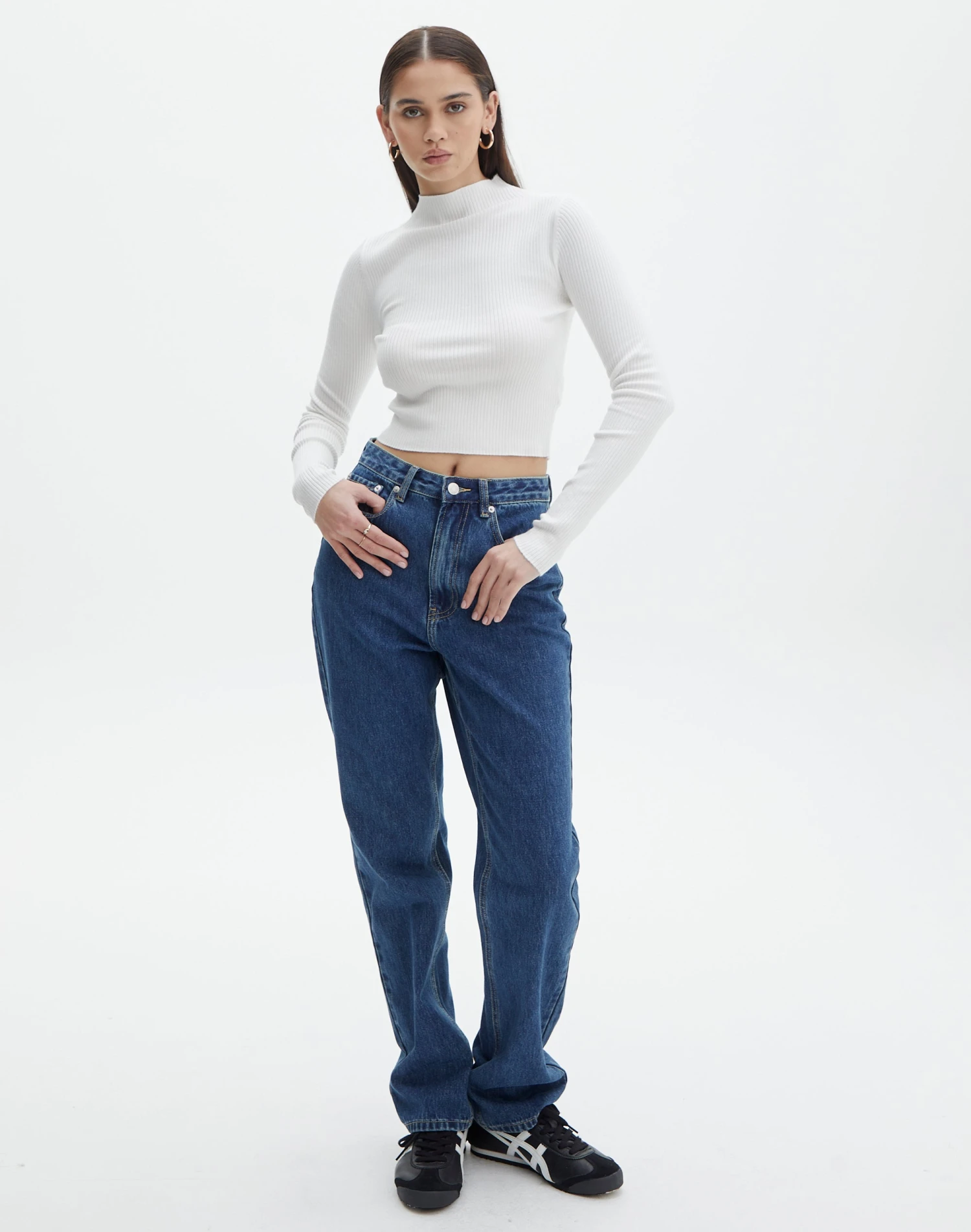 Funnel Neck Long Sleeve Crop Knit 4 Funnel Neck Long Sleeve Crop Knit - Image 2