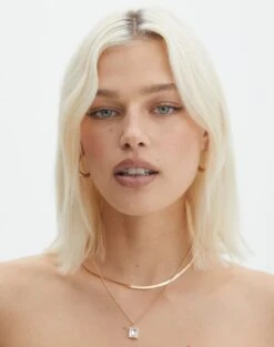 Plated Rectangle Hoop Earring 2 Pack 25 Plated Rectangle Hoop Earring 2 Pack -Outlet Glassons Store gigi gem stone necklace gold front je108953nl 7