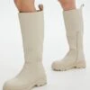 Faux Leather Chunky Calf Boot -Outlet Glassons Store gwen chunky gumboot bone front sh98203pu 5