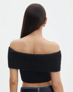 Foldover Off Shoulder Cropped Knit 29 Foldover Off Shoulder Cropped Knit -Outlet Glassons Store harper off shoulder fluffy knit black back kv106717knt