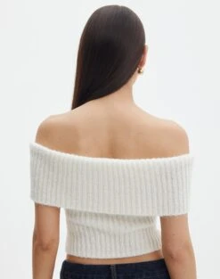 Foldover Off Shoulder Cropped Knit 24 Foldover Off Shoulder Cropped Knit -Outlet Glassons Store harper off shoulder fluffy knit milk back kv106717knt