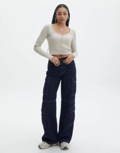 Long Sleeve Button Scoop Neck Top 38 Long Sleeve Button Scoop Neck Top -Outlet Glassons Store harrison henley longsleeve head in the sand full tl114637ocot