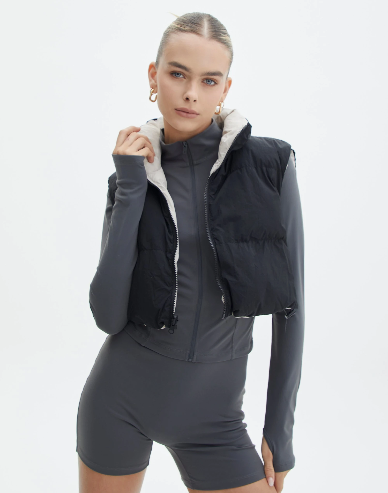 Reversible Cropped Puffer Vest 4 Reversible Cropped Puffer Vest - Image 2