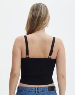 Adjustable Strap Knit Crop Tank -Outlet Glassons Store holly hardware knit tank black back kv107020knt