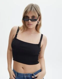 Adjustable Strap Knit Crop Tank