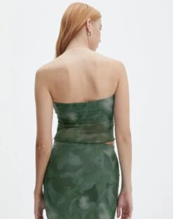 Print Mesh Strapless Top -Outlet Glassons Store howdy half mesh strapless cypress haze back tv55201rprt