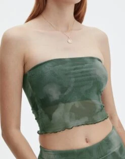 Print Mesh Strapless Top -Outlet Glassons Store howdy half mesh strapless cypress haze imageback tv55201rprt