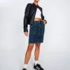 Double Button Knee Length Denim Skirt -Outlet Glassons Store ingrid denim skirt coyote blue front ss109349dnm