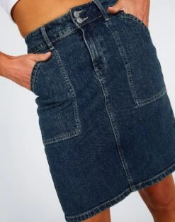 Double Button Knee Length Denim Skirt -Outlet Glassons Store ingrid denim skirt coyote blue imageback ss109349dnm