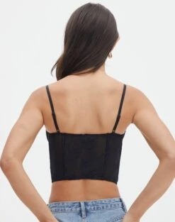 Lace Hook & Eye Front Corset Top -Outlet Glassons Store inka corset top blacknude back ut111638lac
