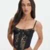 Lace Hook & Eye Front Corset Top -Outlet Glassons Store inka corset top blacknude front ut111638lac